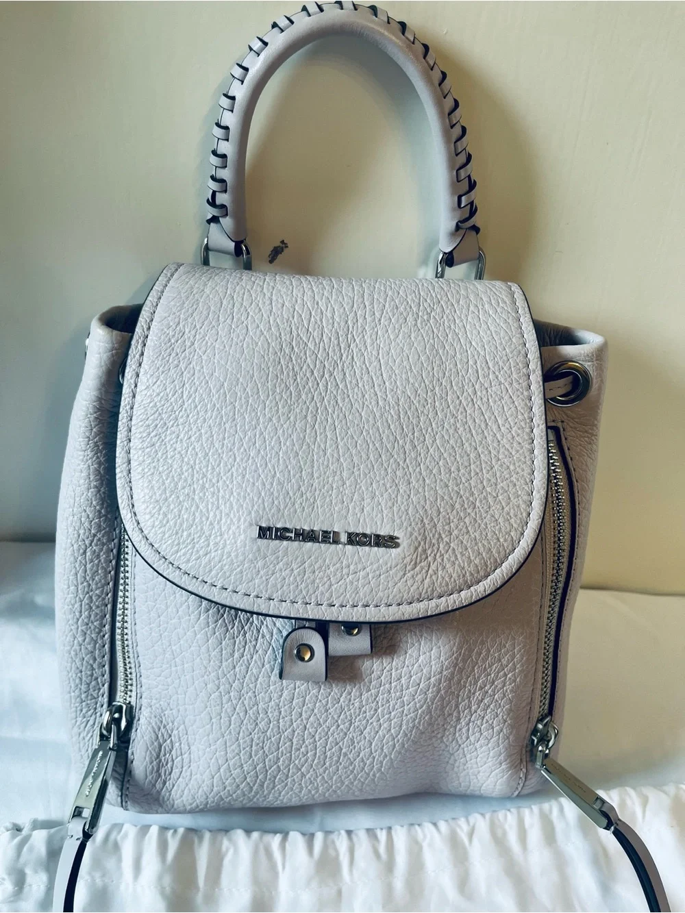 Michael Kors Light Lavender/Lilac Pebbled Leather Backpack Purse